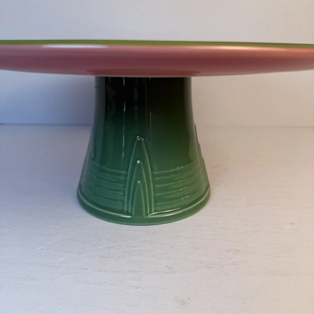 Fiesta Watermelon Pink & Green Ceramic Cake‎ Stand Pedestal Plate USA 2024